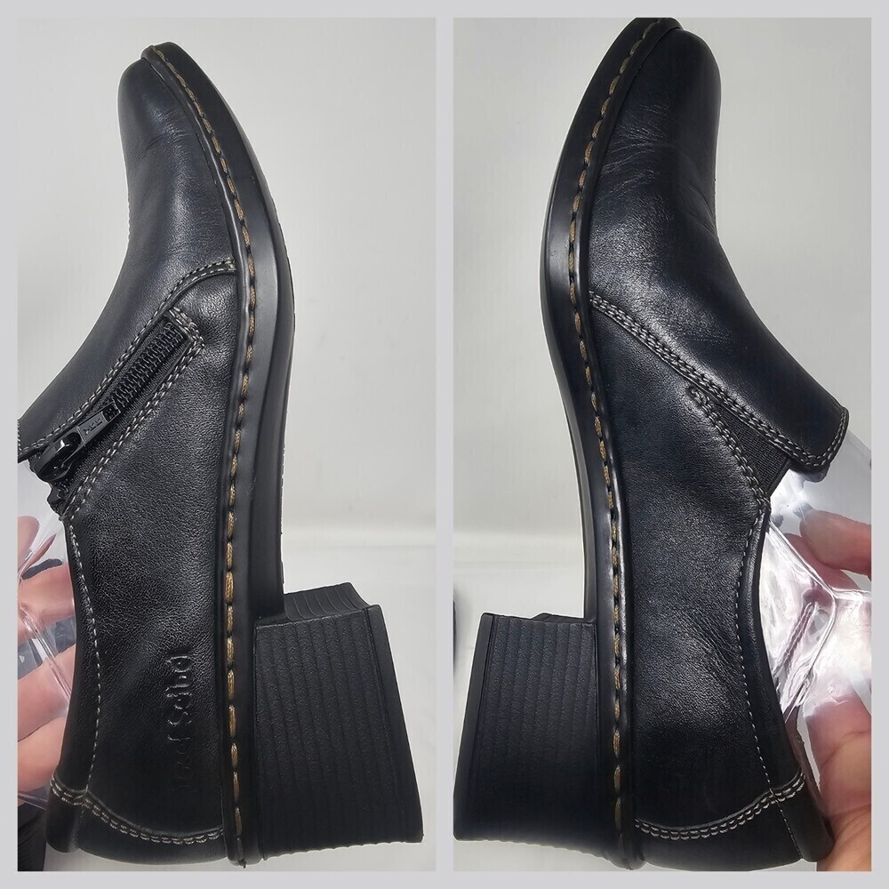Josef Seibel Black Genuine Leather Block Heel Loafer Comfort Shoes Women Size 37 - Picture 5 of 8